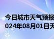 今日城市天气预报-雅江天气预报甘孜州雅江2024年08月01日天气