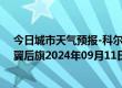 今日城市天气预报-科尔沁左翼后旗天气预报通辽科尔沁左翼后旗2024年09月11日天气