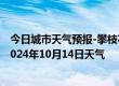 今日城市天气预报-攀枝花东区天气预报攀枝花攀枝花东区2024年10月14日天气